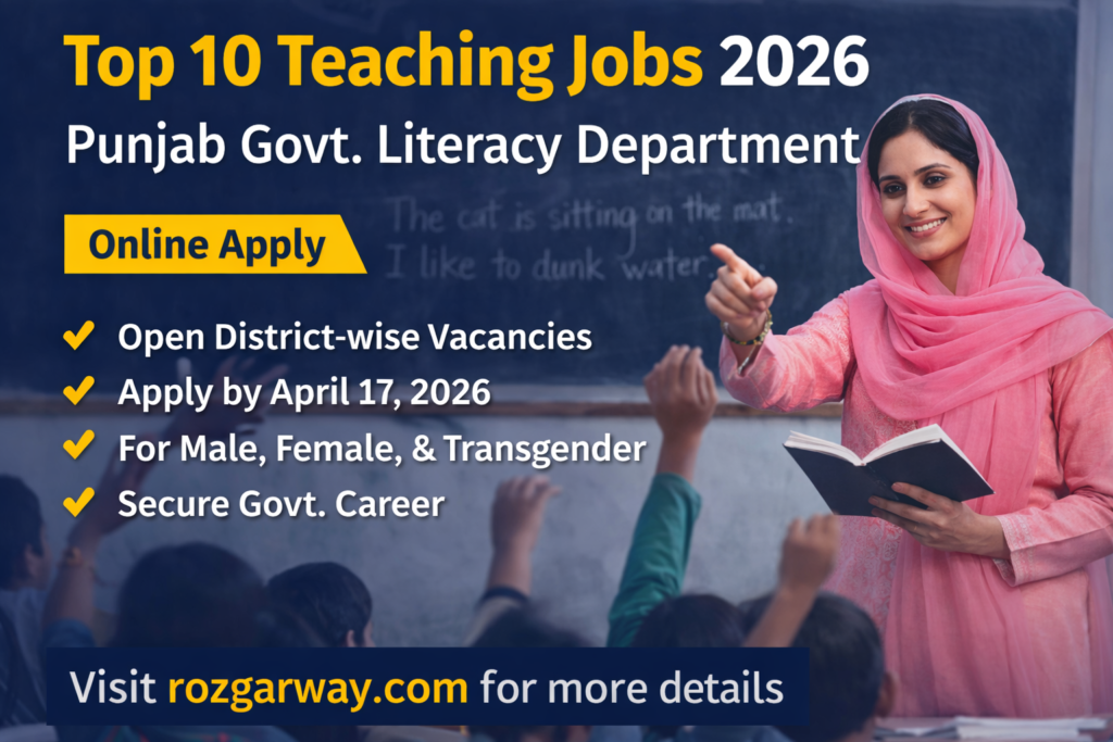 Top 10 Teaching Jobs 2026 – Latest Literacy & Non-Formal Education Department jobs